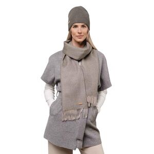 Alpaka Scarf Exclusive Fishbone Beige baby alpaca Scarf with Fringe
